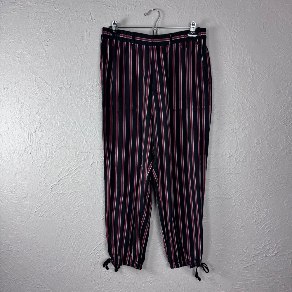 Anthropologie Silky Striped Ankle Tie Jogger Pants Small Boho Beachy Summer